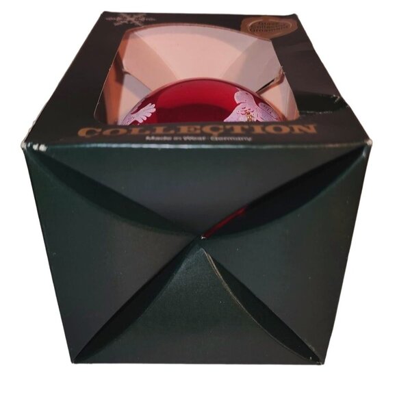 Vintage Red Glass Ornament With White Dove Design Made In West Germany - Picture 5 of 9